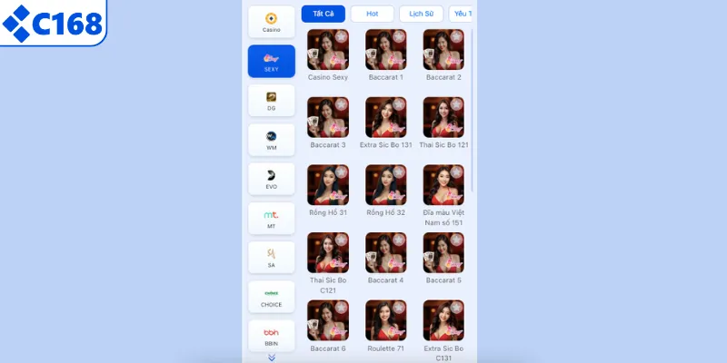 Các nền tảng live casino được yêu thích
